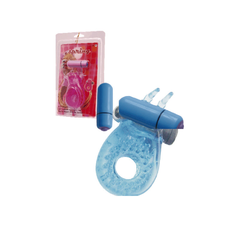 Textured Vibrating Cock Ring with Removable Bullet – Blue/Purple