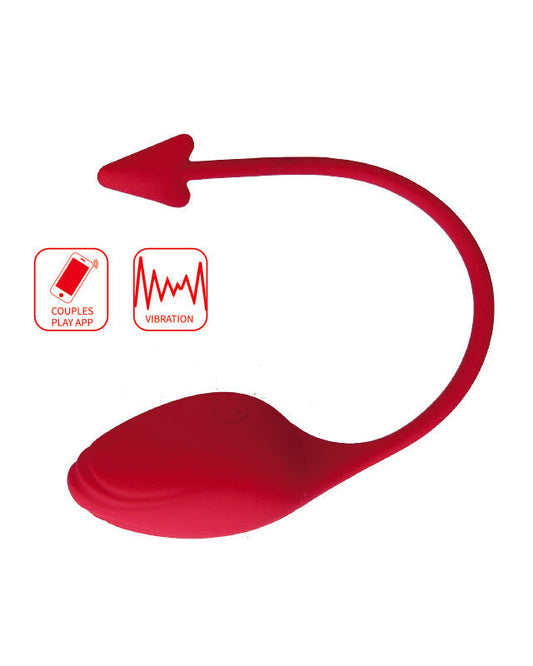 App-Controlled Wearable Vibrating Egg – Red Silicone with Flexible Tail