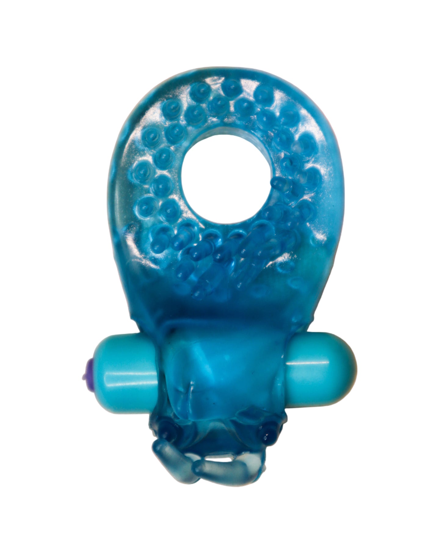 Textured Vibrating Cock Ring with Removable Bullet – Blue/Purple
