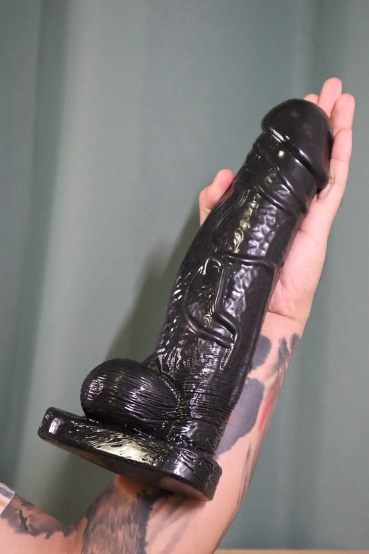 Oversized Realistic Dildo – 28.5cm Length with Suction Base (Black)