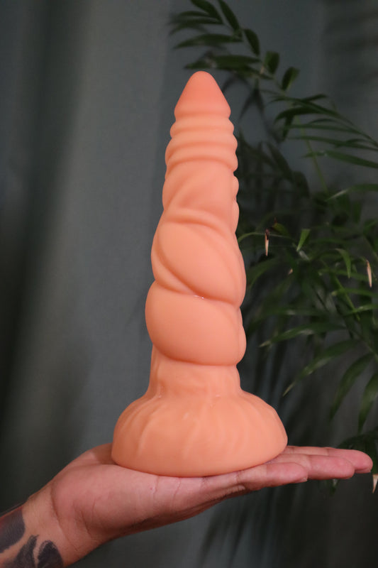 Mega Textured Dual-Tone Dildo – 21 cm Length, 14 cm Girth with Suction Base