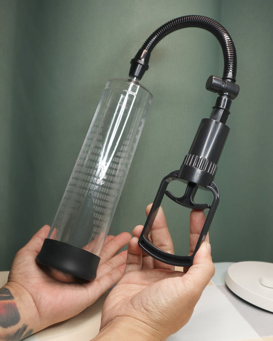 Manual Penis Pump with Trigger Handle – Transparent Cylinder (9.4") for Erection Support & Training