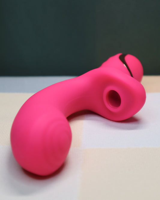 Curved G-Spot & Clitoral Dual Vibrator – Red Silicone
