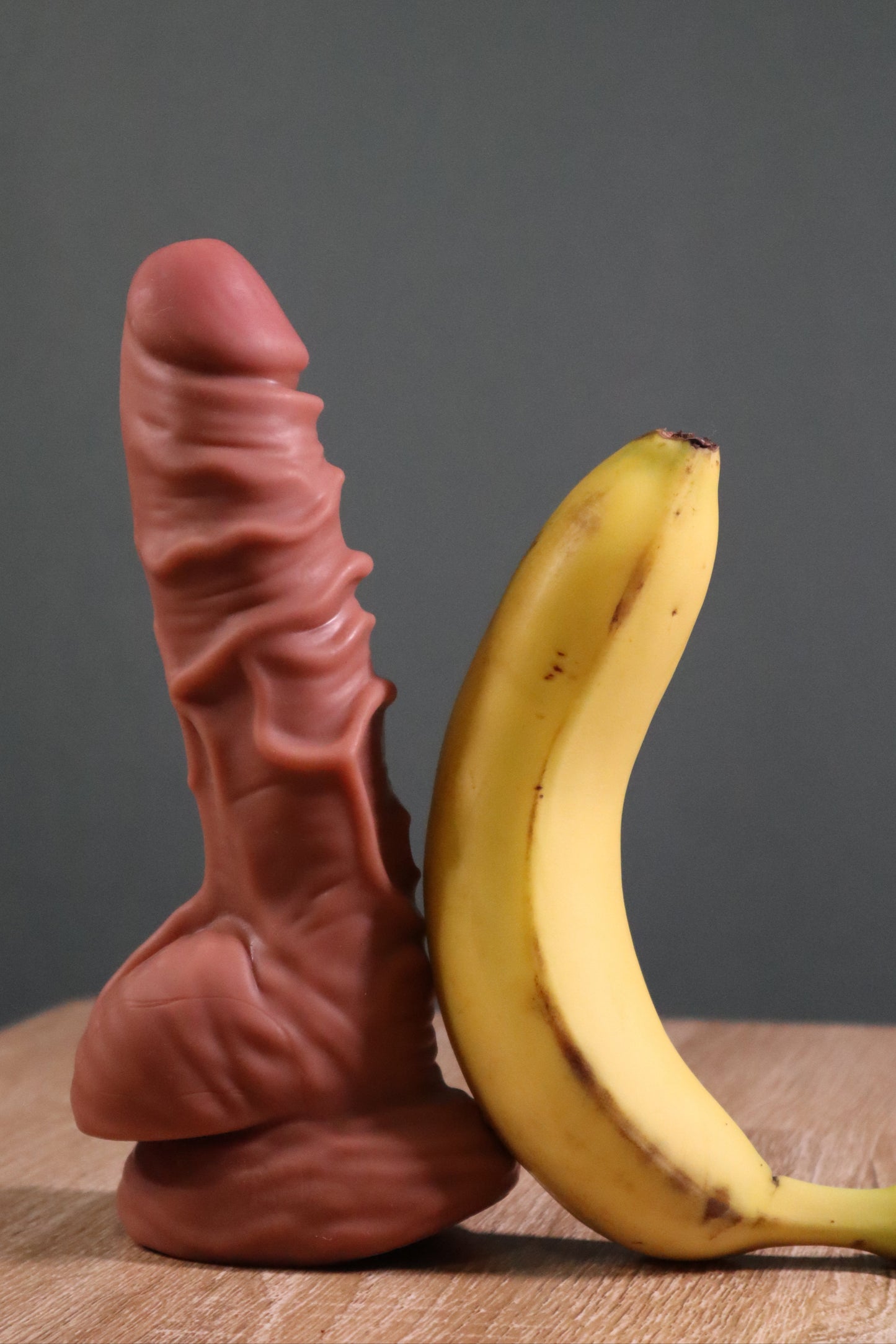 Realistic Silicone Dildo – 20cm Length, Firm Base, Brown Tone