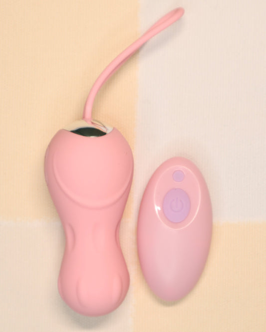 Remote-Controlled Vibrating Egg – Pink Silicone with Dual Power Buttons